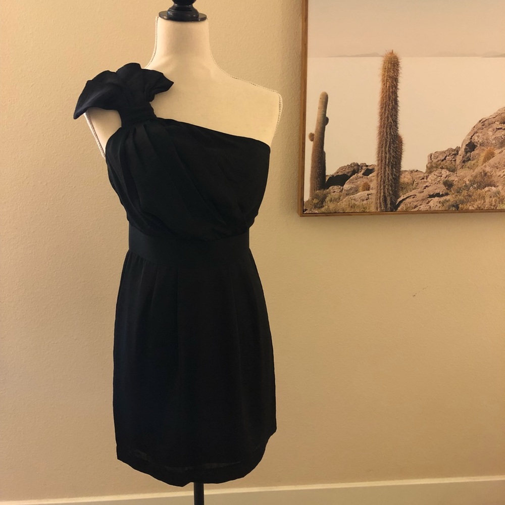 BCBGeneration One Shoulder Mini Dress Black